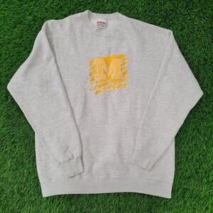Vintage 90s Michigan-Wolverines Sweatshirt Medium 21x26 Gray